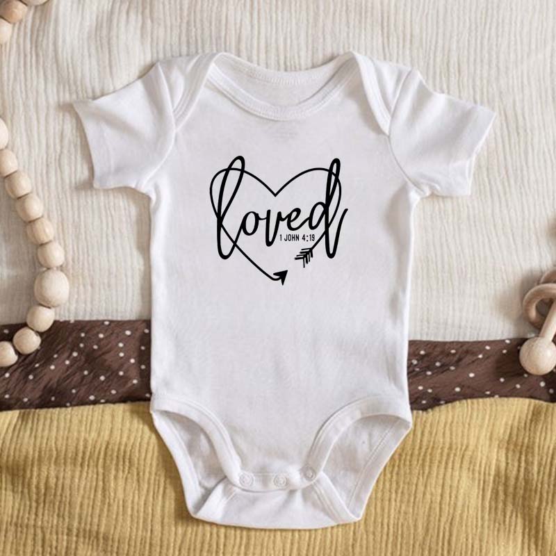 Loved 1 John 4:19 Baby Bodysuit Loved Shirt Baby Shower gift