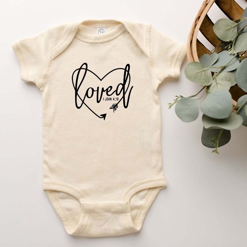 Loved 1 John 4:19 Baby Bodysuit Loved Shirt Baby Shower gift