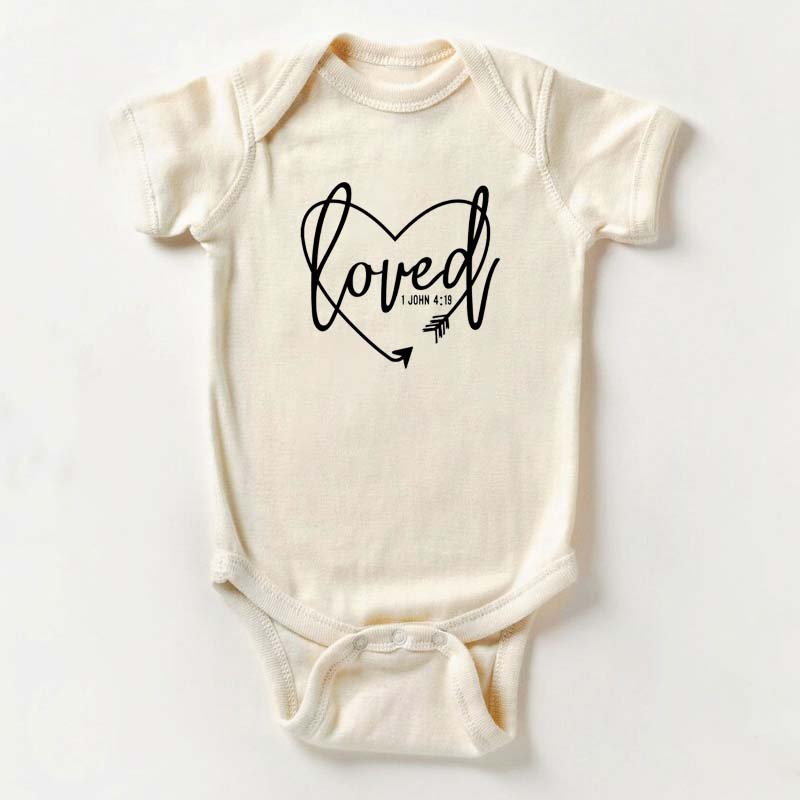 Loved 1 John 4:19 Baby Bodysuit Loved Shirt Baby Shower gift