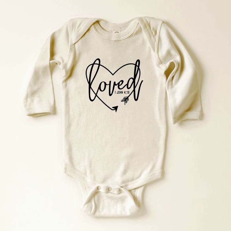 Loved 1 John 4:19 Baby Bodysuit Loved Shirt Baby Shower gift