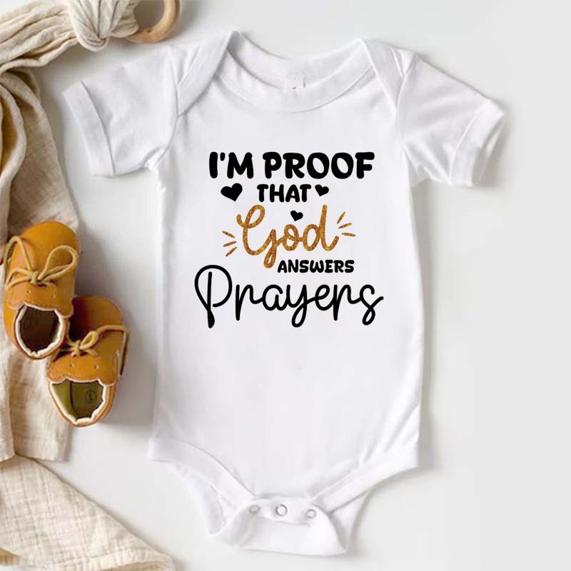 Proof God Answers Prayers Shirt Religious Baby Onesie