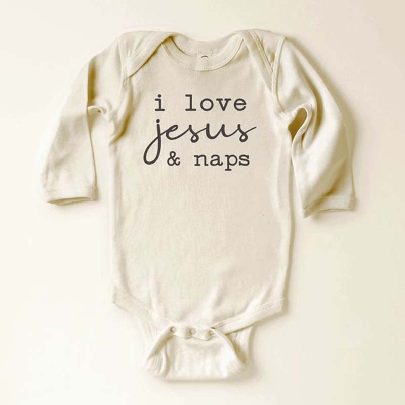 I love Jesus and Naps Onesie Funny Religious Bodysuit