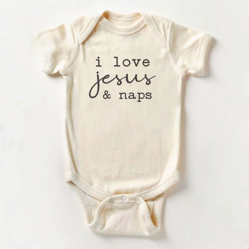 I love Jesus and Naps Onesie Funny Religious Bodysuit
