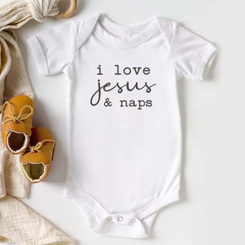 I love Jesus and Naps Onesie Funny Religious Bodysuit