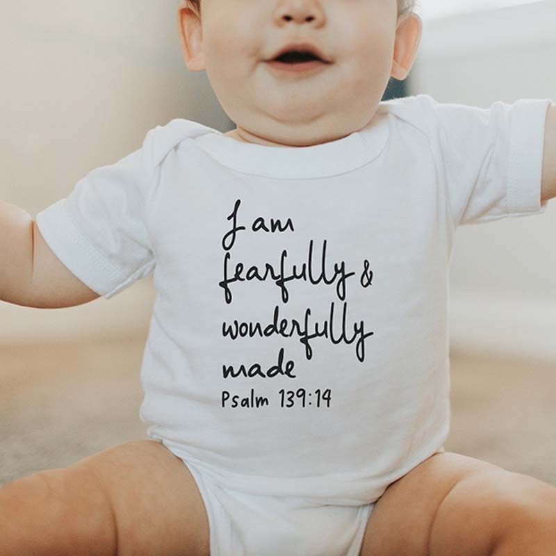 Christian Baby Bodysuit I Am Fearfully and Wonderfully Made Jesus Bodysuit 