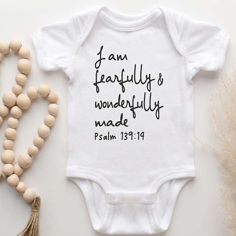 Christian Baby Bodysuit I Am Fearfully and Wonderfully Made Jesus Bodysuit 