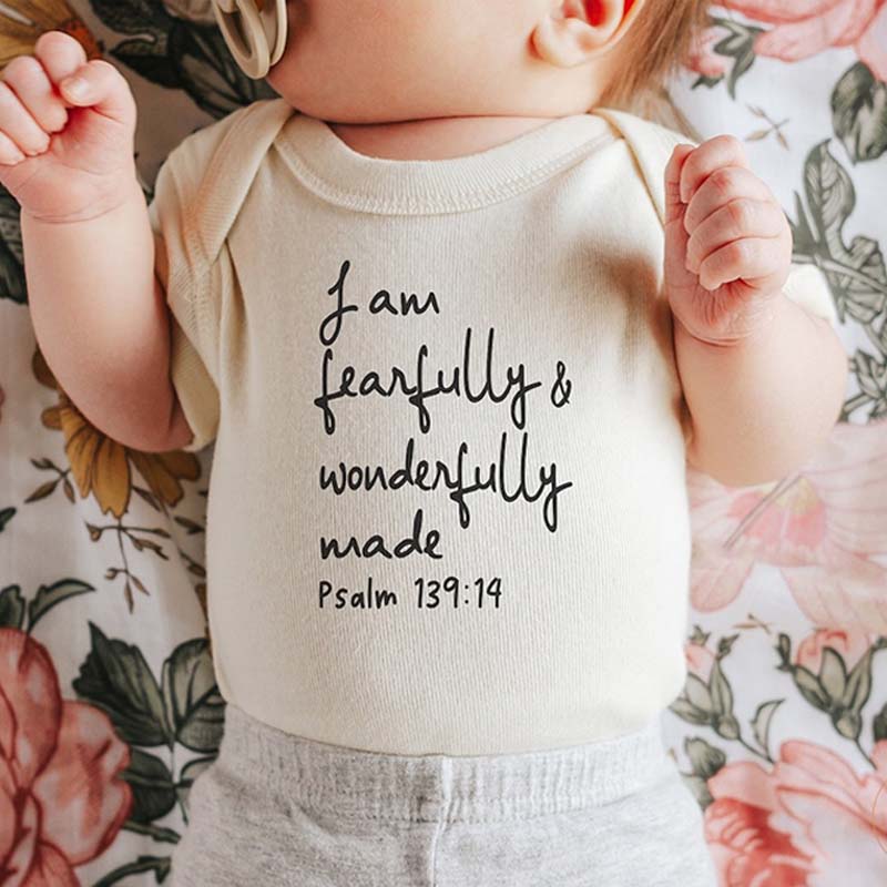Christian Baby Bodysuit I Am Fearfully and Wonderfully Made Jesus Bodysuit 
