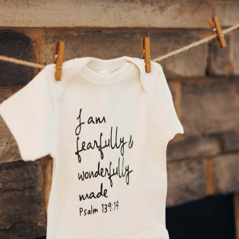 Christian Baby Bodysuit I Am Fearfully and Wonderfully Made Jesus Bodysuit 