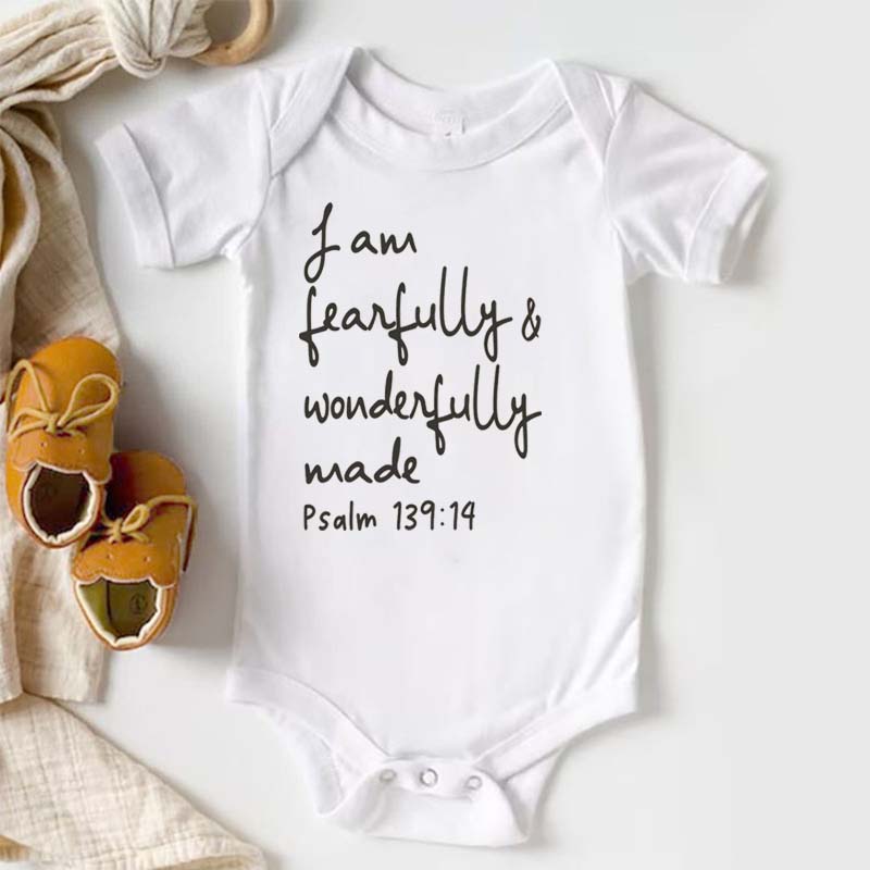 Christian Baby Bodysuit I Am Fearfully and Wonderfully Made Jesus Bodysuit 