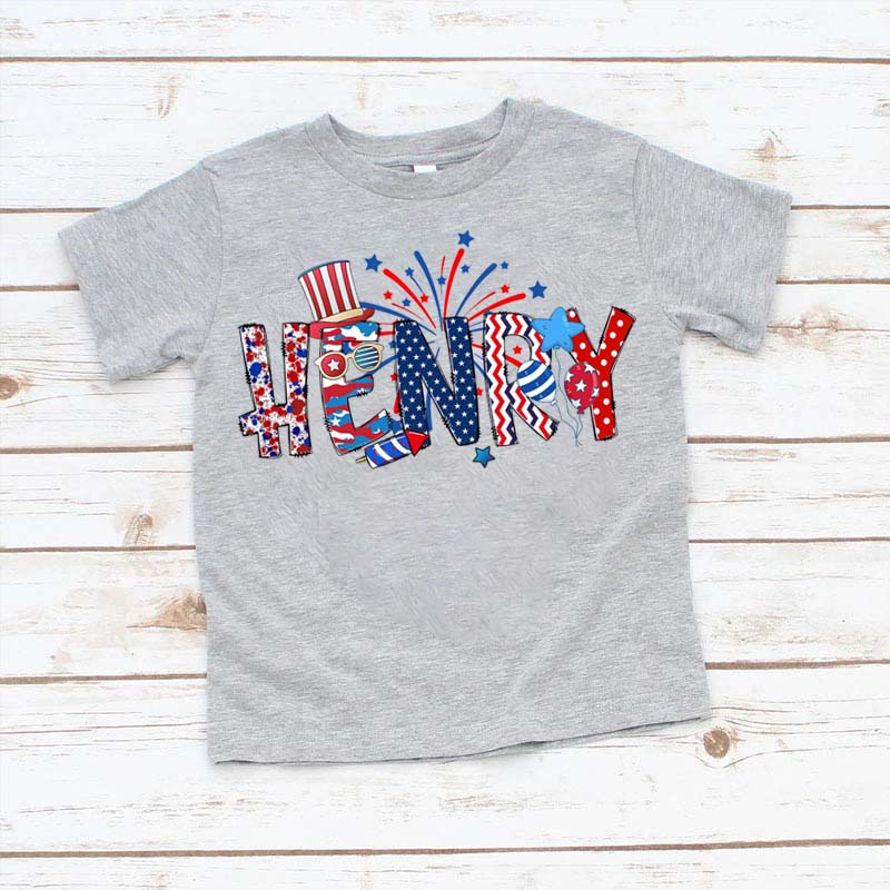 [Youth Shirt / 2-14 Years]Personalized Fourth of July Kids Shirt