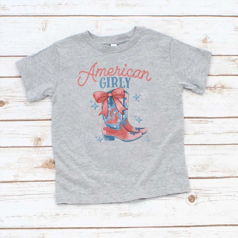 [Youth Shirt / 2-14 Years]American Cowgirl Independence Day Shirt 4th of July