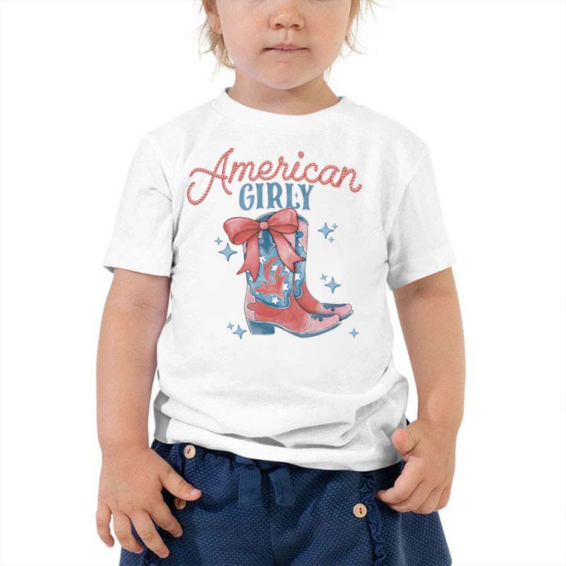 [Youth Shirt / 2-14 Years]American Cowgirl Independence Day Shirt 4th of July