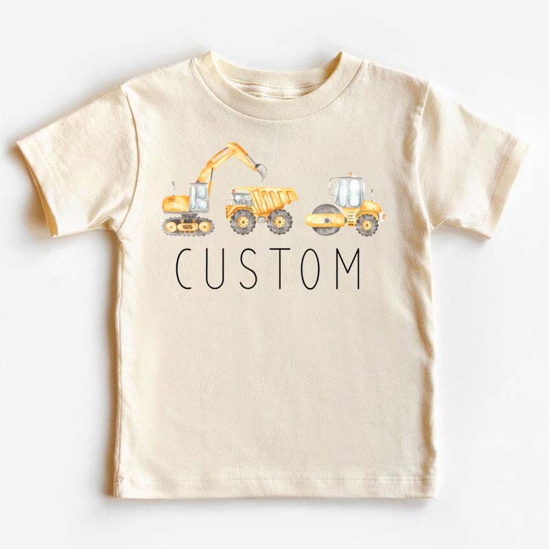 [Youth Shirt / 2-14 Years]Personalized Construction Shirt Equipment Truck Kids Shirt