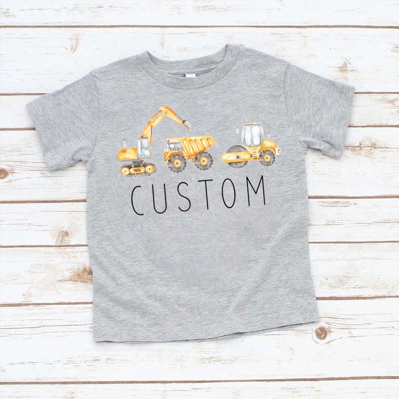 [Youth Shirt / 2-14 Years]Personalized Construction Shirt Equipment Truck Kids Shirt