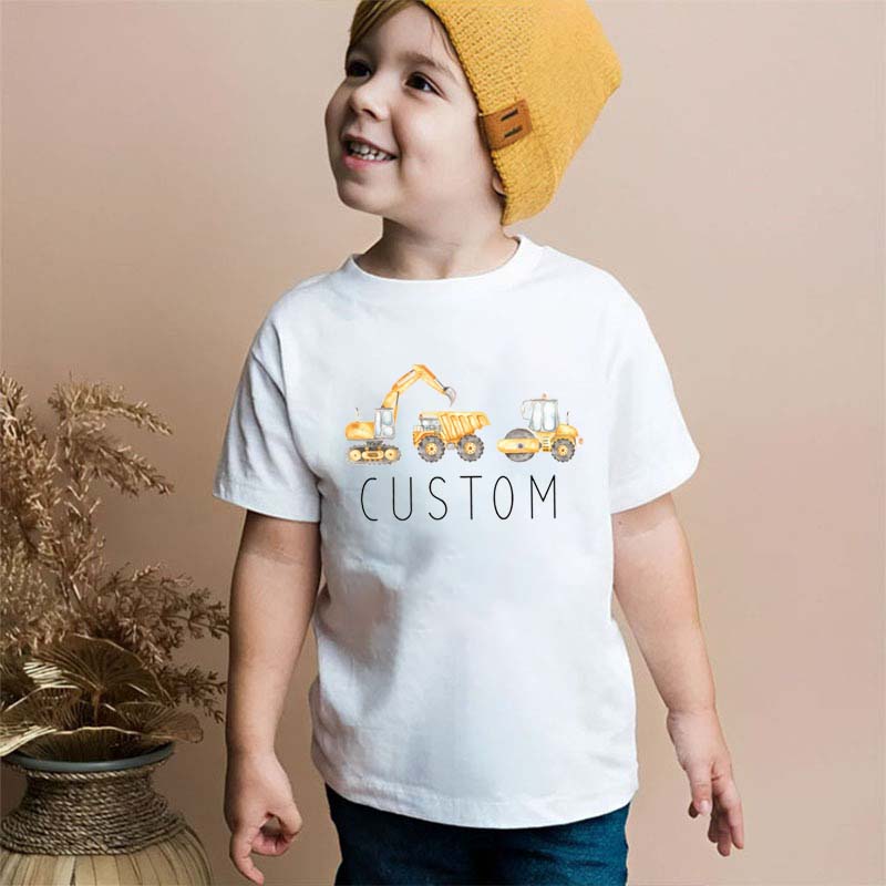 [Youth Shirt / 2-14 Years]Personalized Construction Shirt Equipment Truck Kids Shirt
