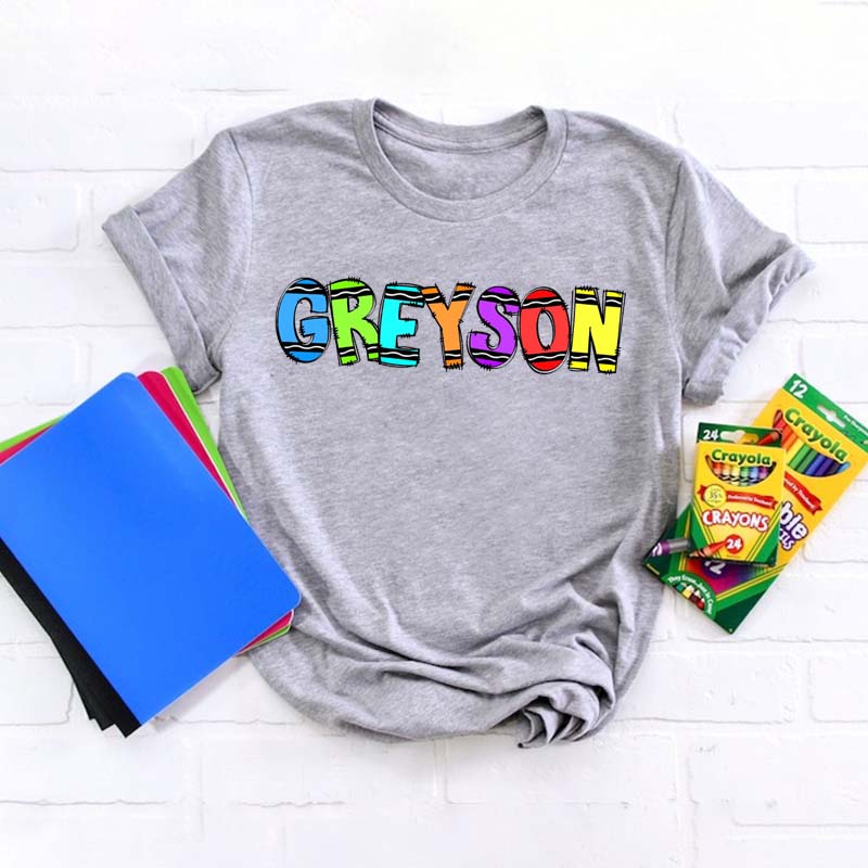 Custom Alphabet Shirt Crayon Alphabet Name Shirt