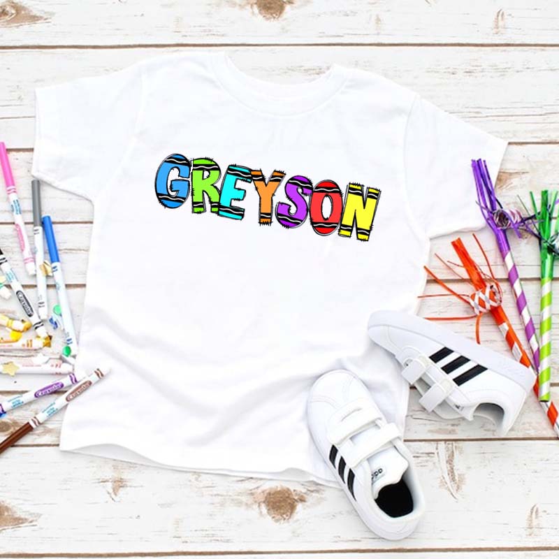 Custom Alphabet Shirt Crayon Alphabet Name Shirt