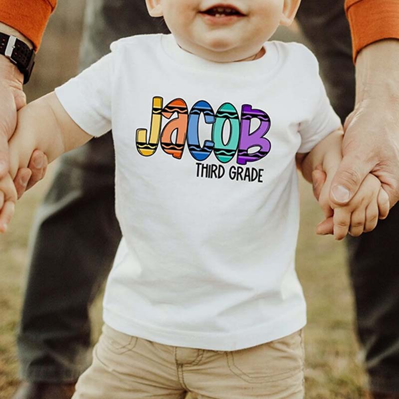 Custom Name Crayon Shirt 1st Day of School