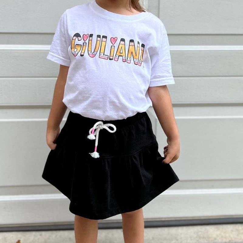 Girl Back to School Custom Name Pencil Shirt