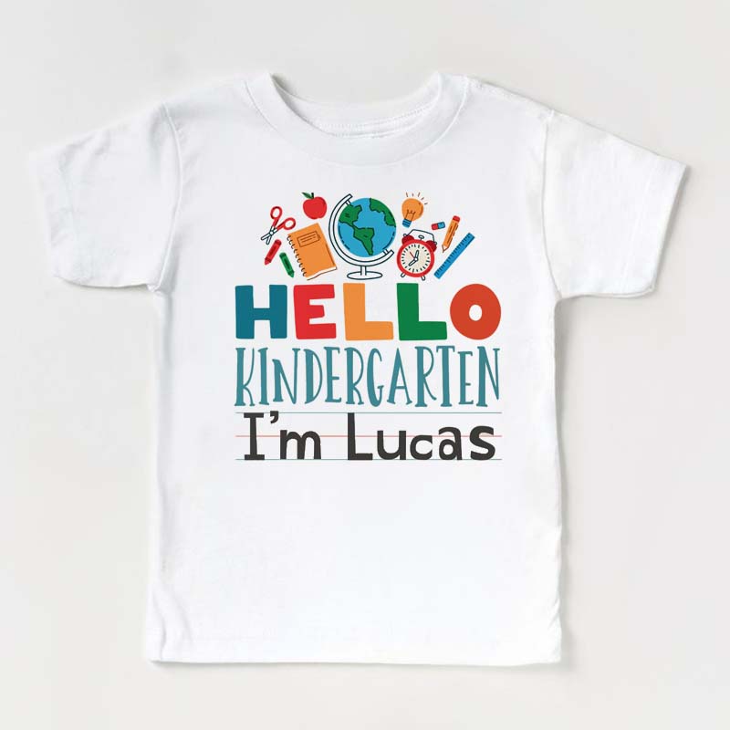Hello Kindergarten, Custom 1-5 Grade Boys School T-shirt