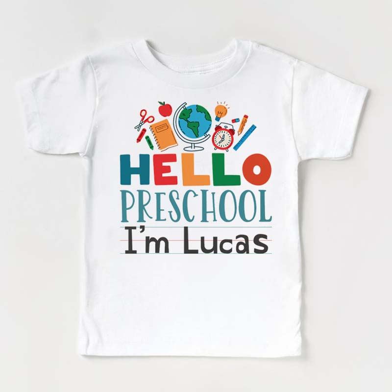 Hello Preschool, Custom 1-5 Grade Boys School T-shirt