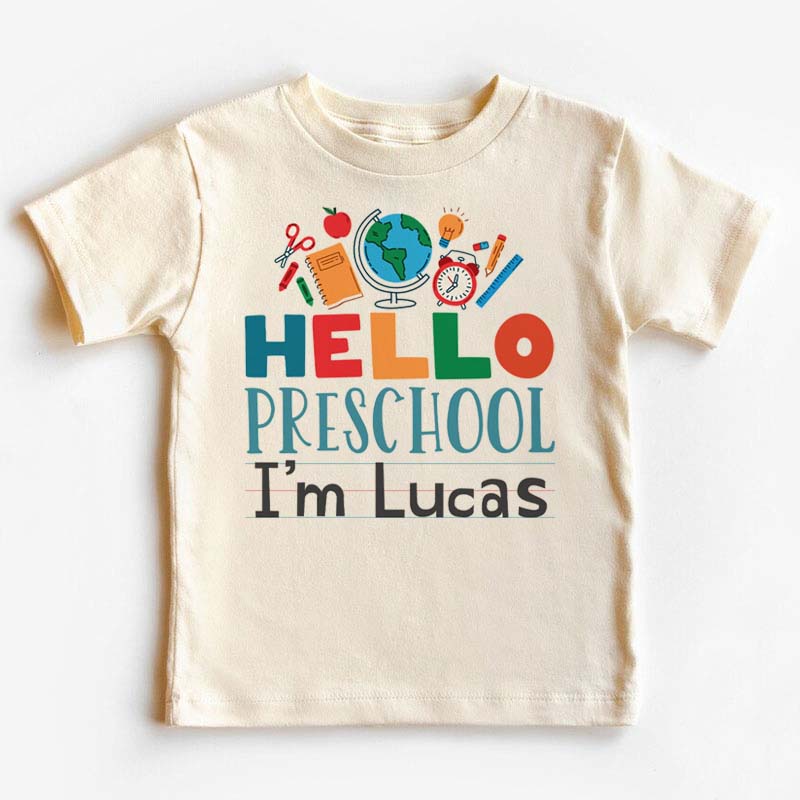 Hello Preschool, Custom 1-5 Grade Boys School T-shirt