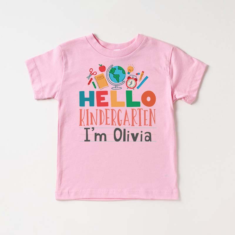 Hello Kindergarten, Custom 1-5 Grade Girls School T-shirt