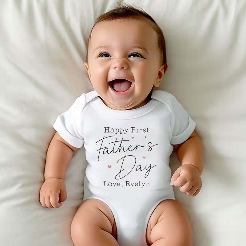 Personalized Happy First Father's Day with Name Onesie