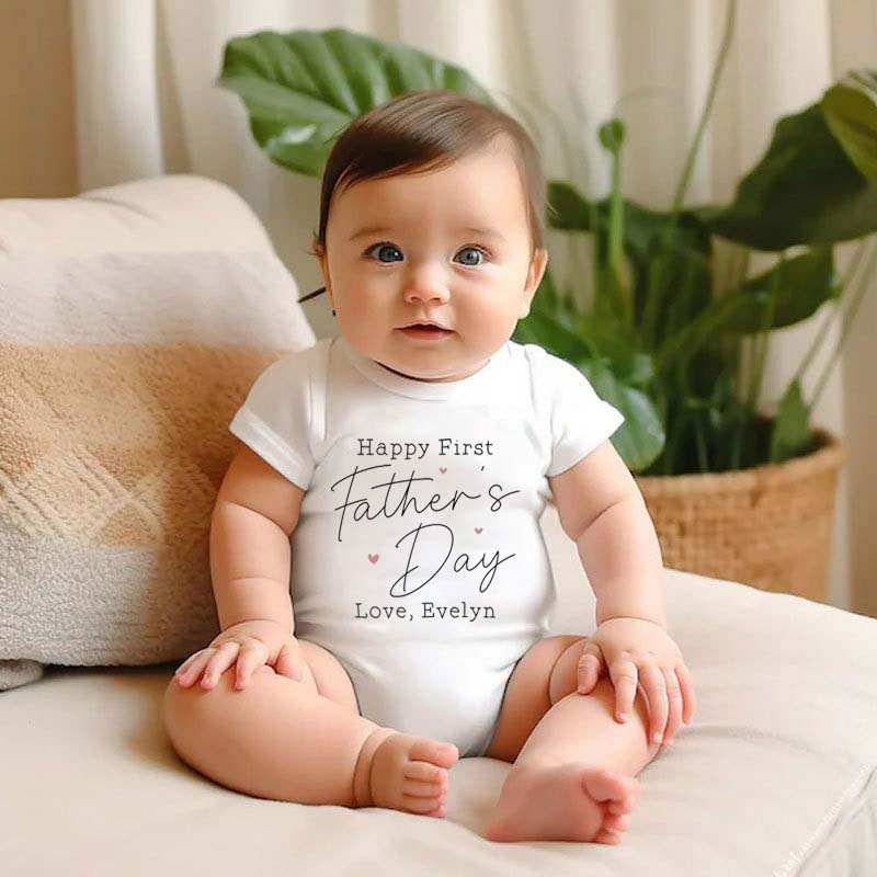 Personalized Happy First Father's Day with Name Onesie