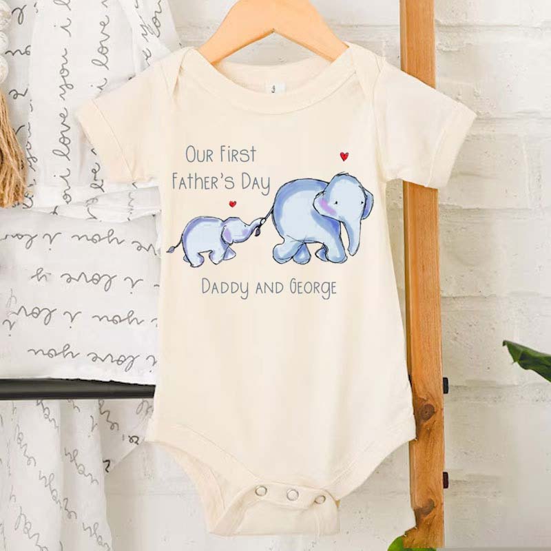 Our First Father's Day 2024 Personalised Baby & Daddy Elephant Design