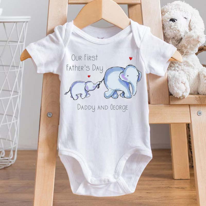 Our First Father's Day 2024 Personalised Baby & Daddy Elephant Design