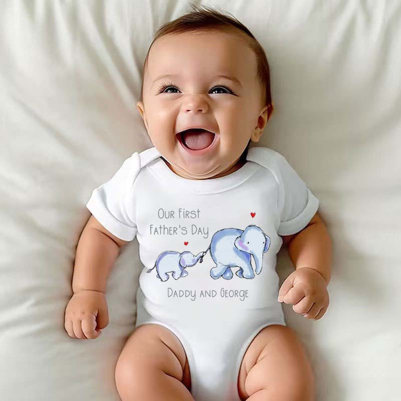 Our First Father's Day 2024 Personalised Baby & Daddy Elephant Design
