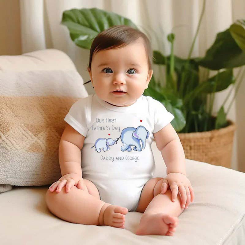 Our First Father's Day 2024 Personalised Baby & Daddy Elephant Design