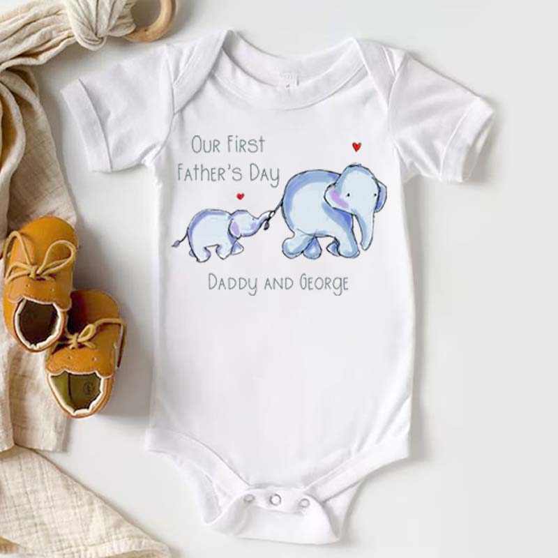 Our First Father's Day 2024 Personalised Baby & Daddy Elephant Design