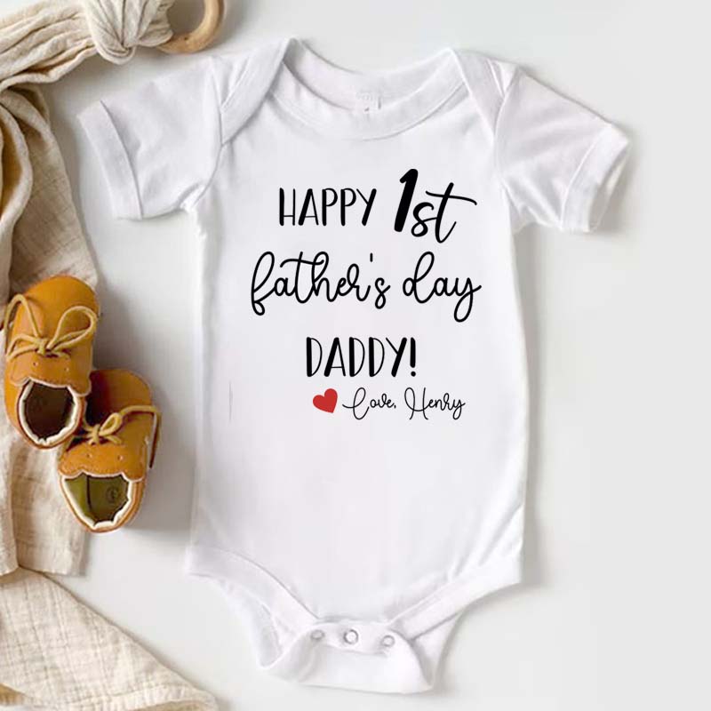 Happy First Fathers Day Bodysuit Custom Fathers Day Gift From Baby