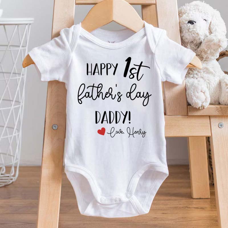 Happy First Fathers Day Bodysuit Custom Fathers Day Gift From Baby