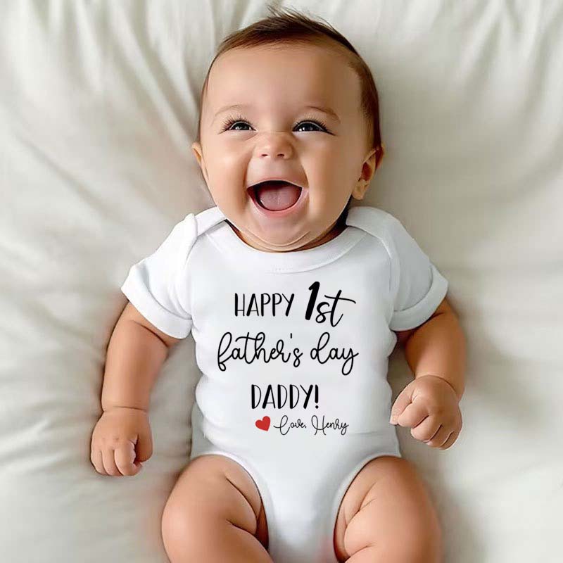 Happy First Fathers Day Bodysuit Custom Fathers Day Gift From Baby