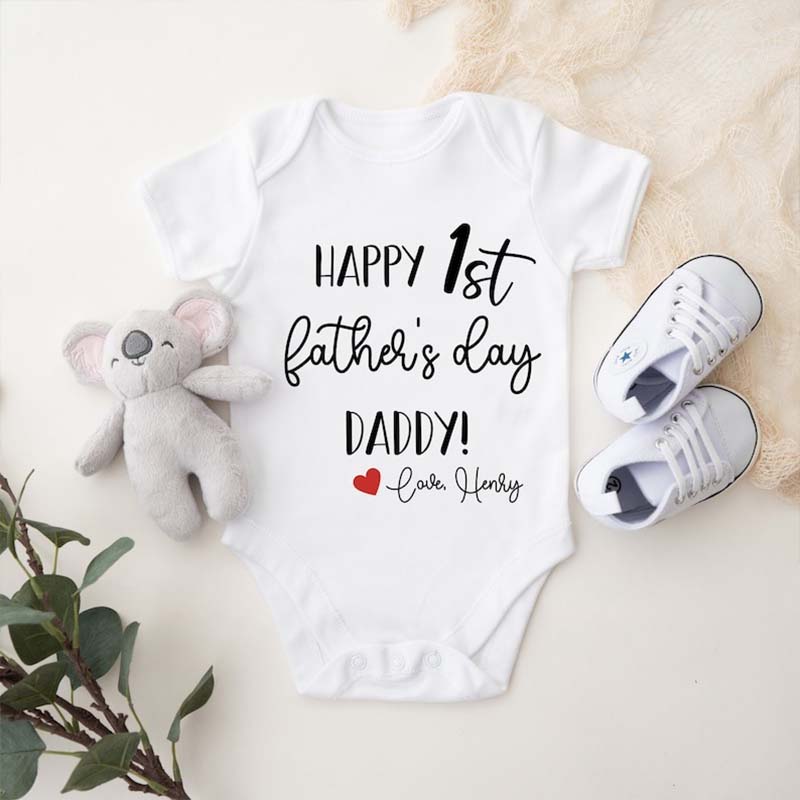 Happy First Fathers Day Bodysuit Custom Fathers Day Gift From Baby