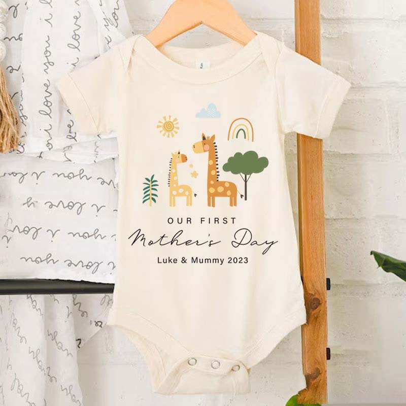 Personalised 1st Mother's Day Baby Onesie Natural Mother's Day Outfit for Baby