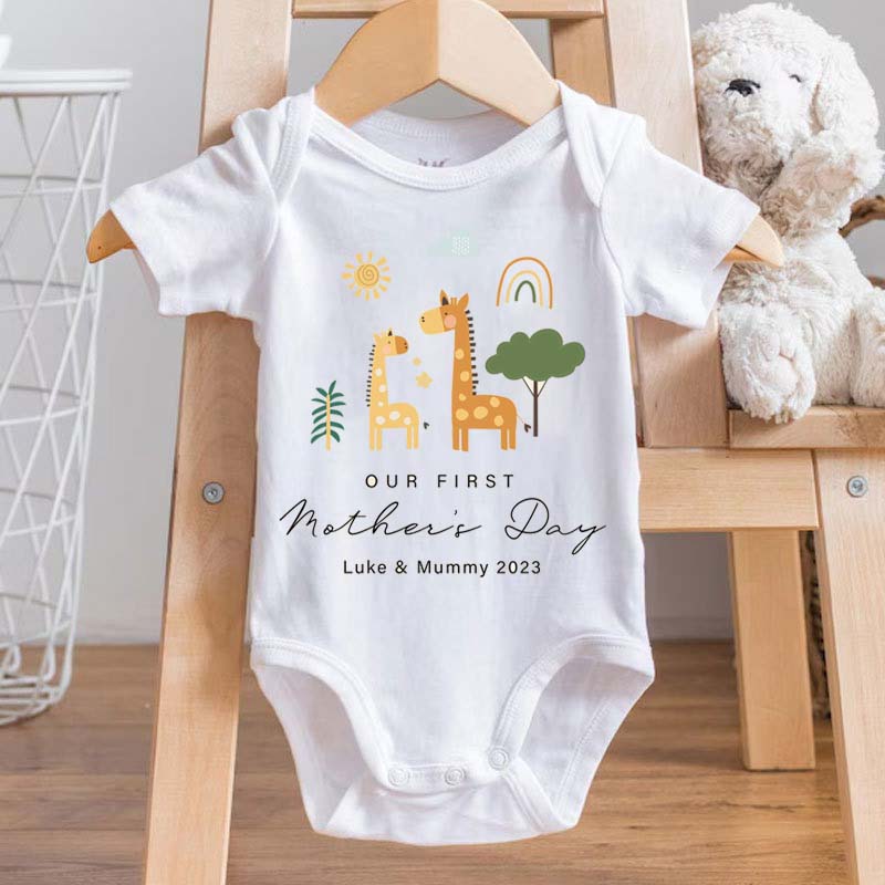 Personalised 1st Mother's Day Baby Onesie Natural Mother's Day Outfit for Baby