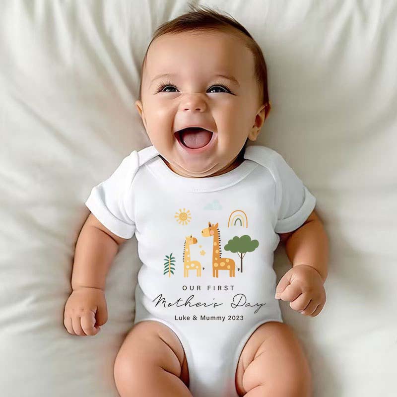 Personalised 1st Mother's Day Baby Onesie Natural Mother's Day Outfit for Baby