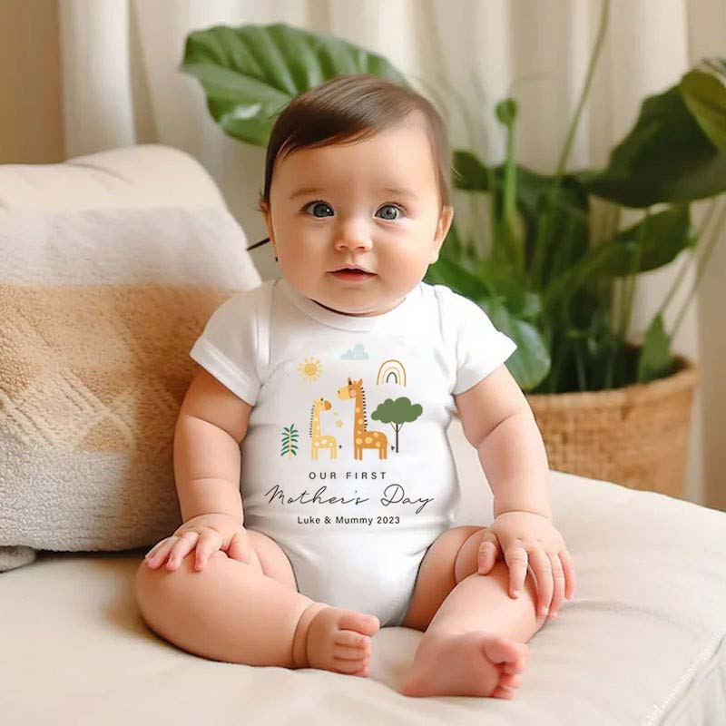 Personalised 1st Mother's Day Baby Onesie Natural Mother's Day Outfit for Baby