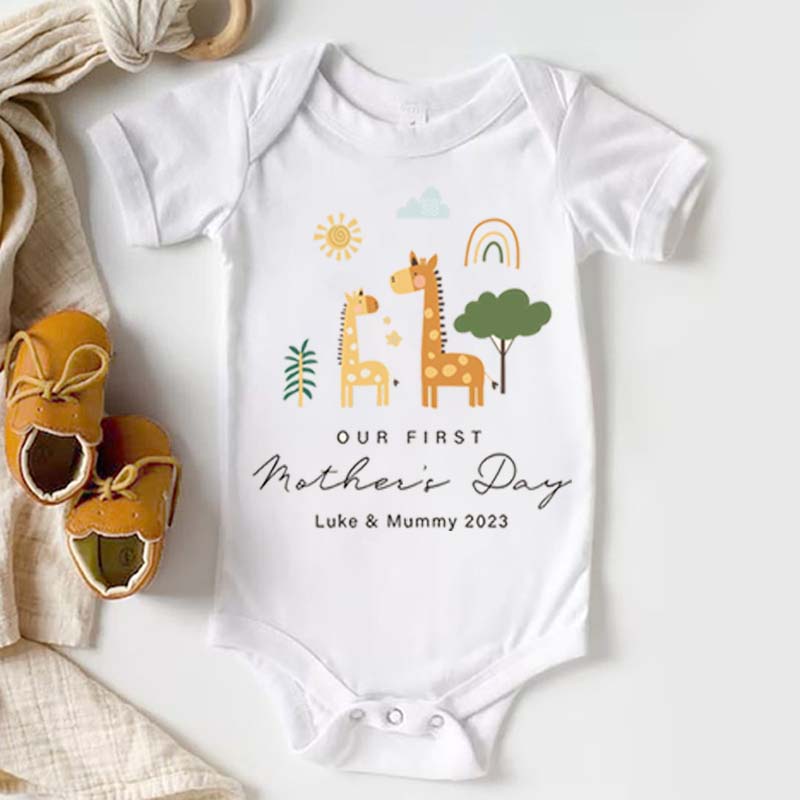 Personalised 1st Mother's Day Baby Onesie Natural Mother's Day Outfit for Baby