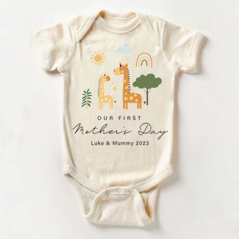 Personalised 1st Mother's Day Baby Onesie Natural Mother's Day Outfit for Baby
