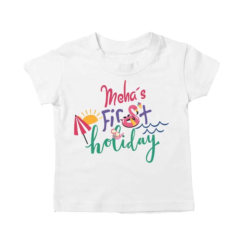 Personalised My First Holiday Baby grow T shirt Bodysuit Sleep suit