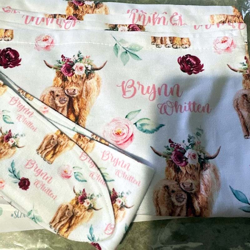 Girl Highland Cow Swaddle Blanket Cow Personalized Baby Blanket