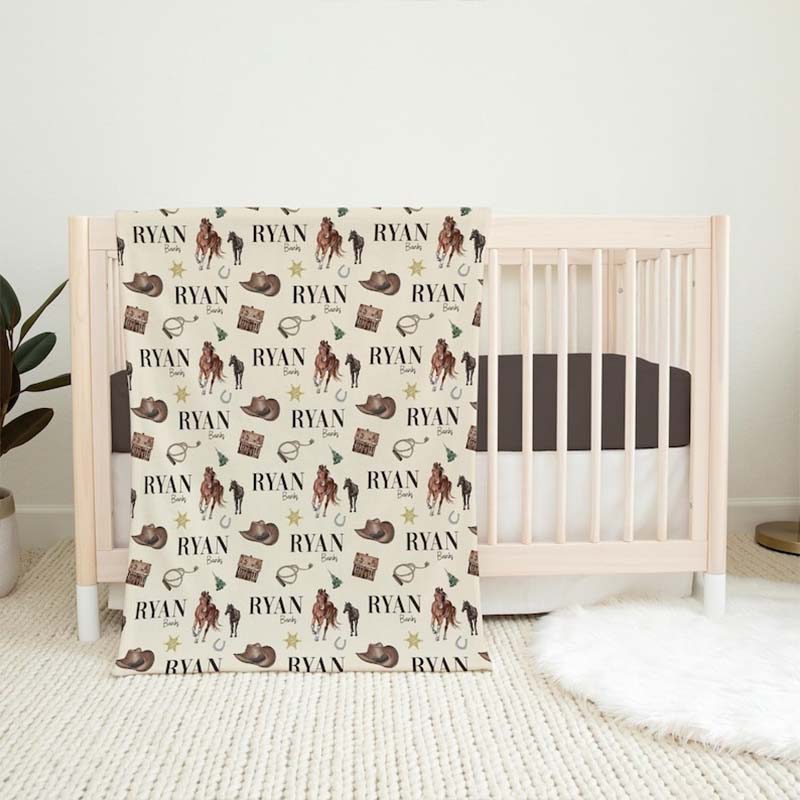 Personalized Cowboy Swaddle Set Cowboy Swaddle Baby Blanket