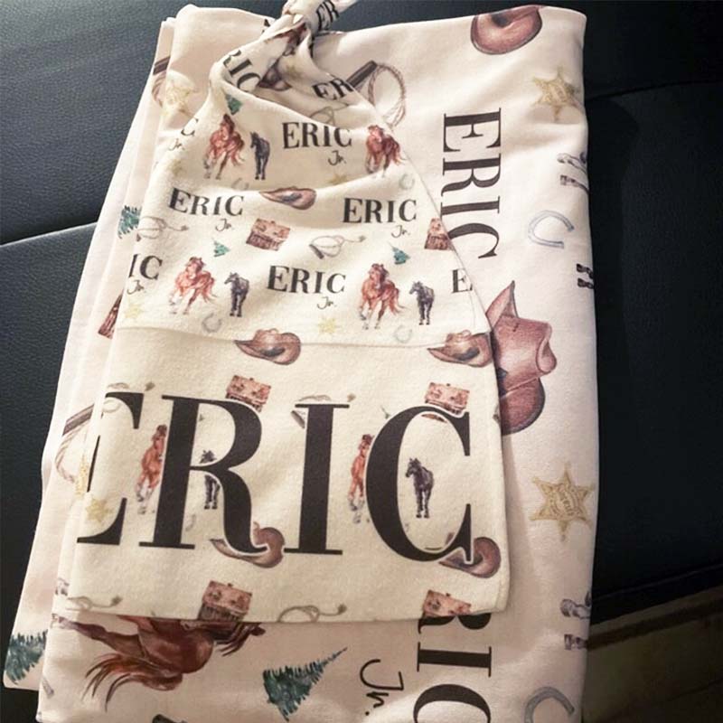 Personalized Cowboy Swaddle Set Cowboy Swaddle Baby Blanket