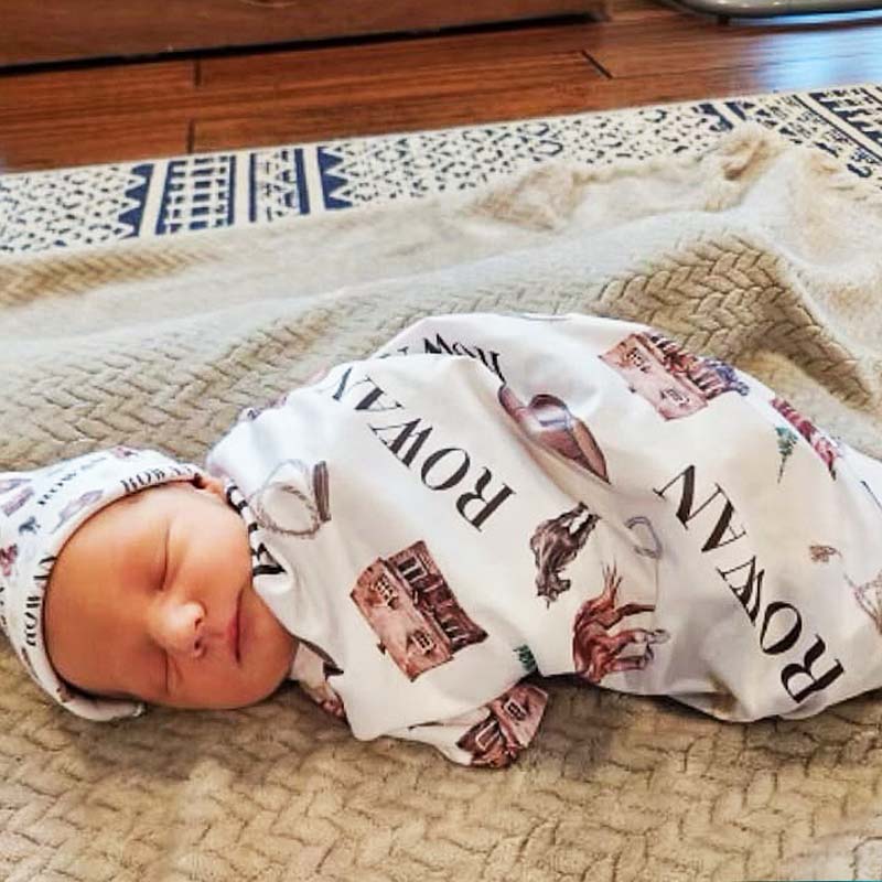 Personalized Cowboy Swaddle Set Cowboy Swaddle Baby Blanket