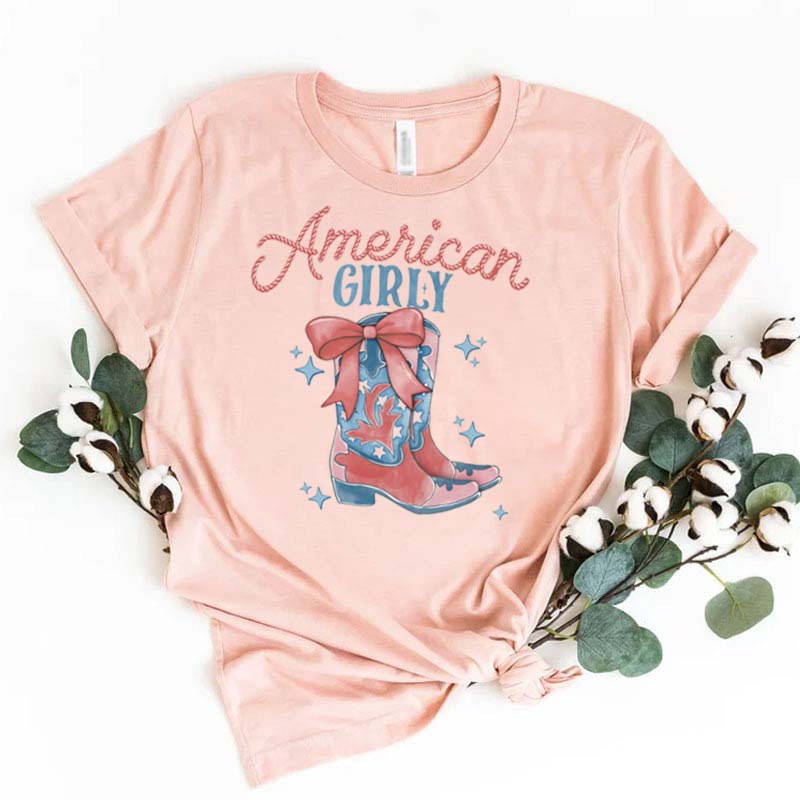[Adult Tee]American Cowgirl Independence Day Shirt 4th of July
